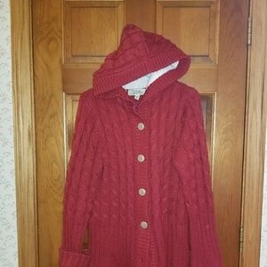 EUC CABELA'S Cardigan SWEATER W/ HOOD, SIZE MEDIUM